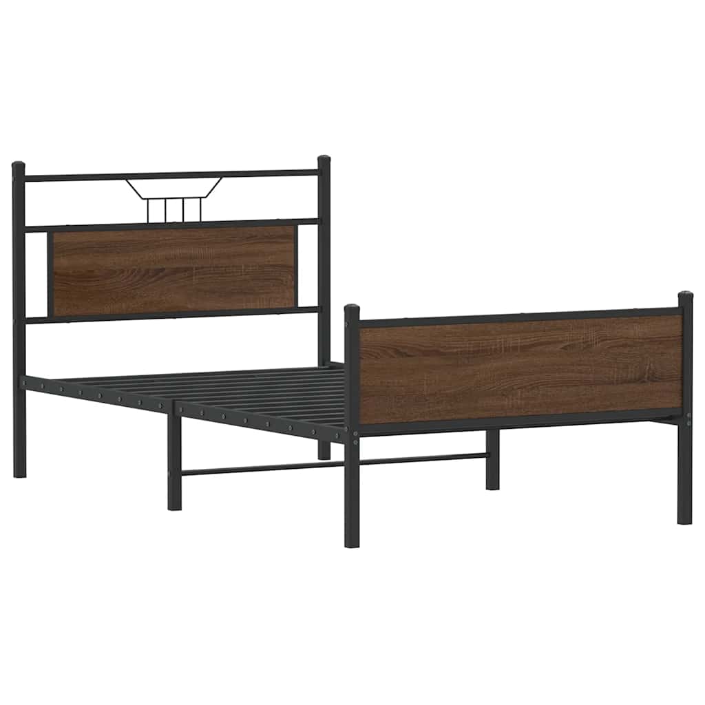 barna tölgy színű szerelt fa ágykeret matrac nélkül 90x190 cm