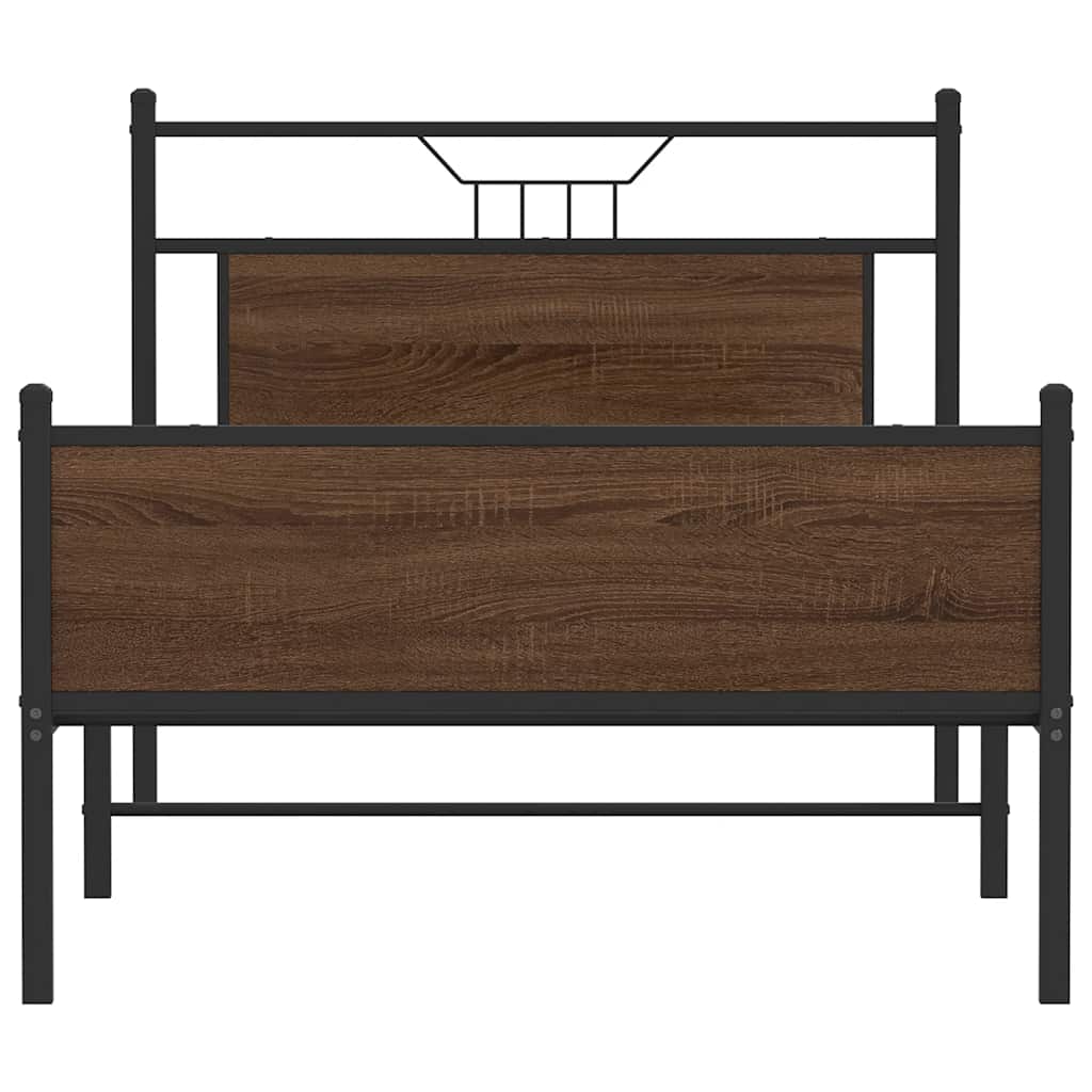 barna tölgy színű szerelt fa ágykeret matrac nélkül 90x190 cm