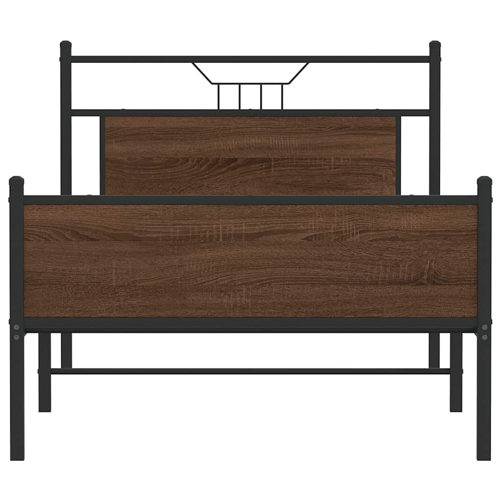 barna tölgy színű szerelt fa ágykeret matrac nélkül 100x200 cm