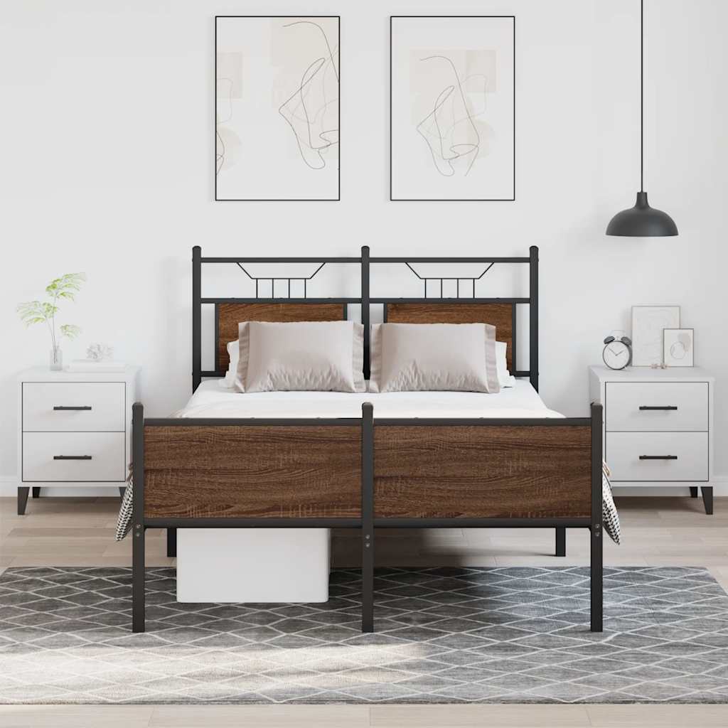 barna tölgy színű szerelt fa ágykeret matrac nélkül 120x200 cm