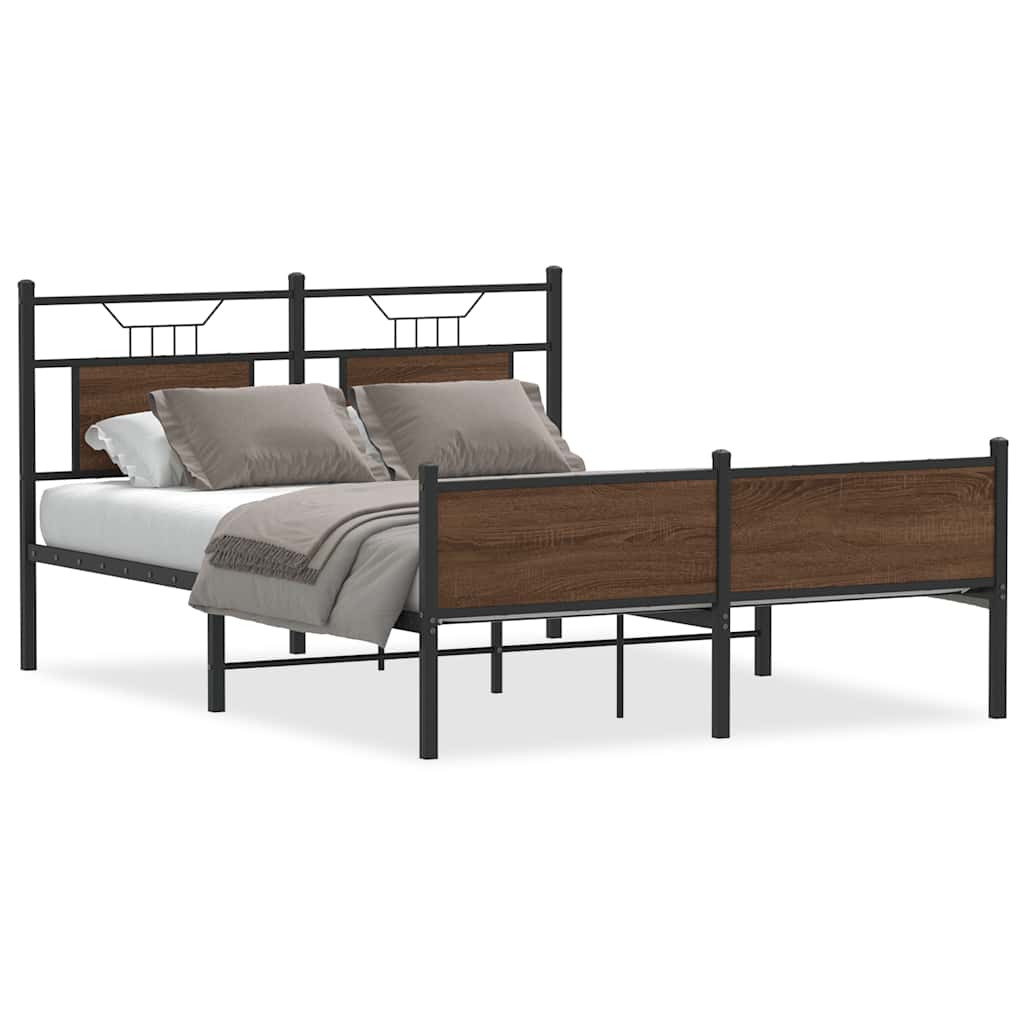 barna tölgy színű szerelt fa ágykeret matrac nélkül 137x190 cm