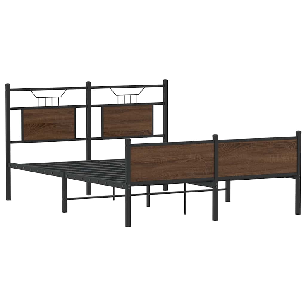barna tölgy színű szerelt fa ágykeret matrac nélkül 137x190 cm