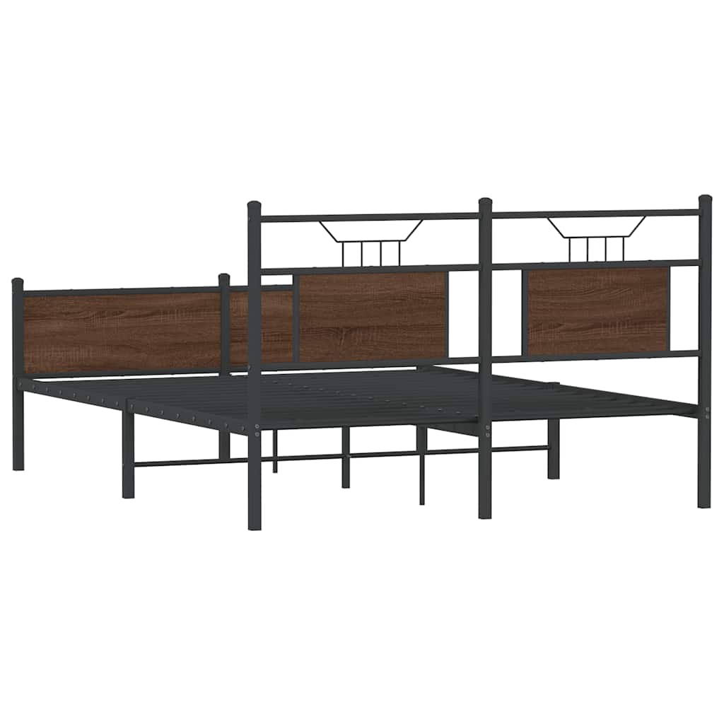 barna tölgy színű szerelt fa ágykeret matrac nélkül 137x190 cm
