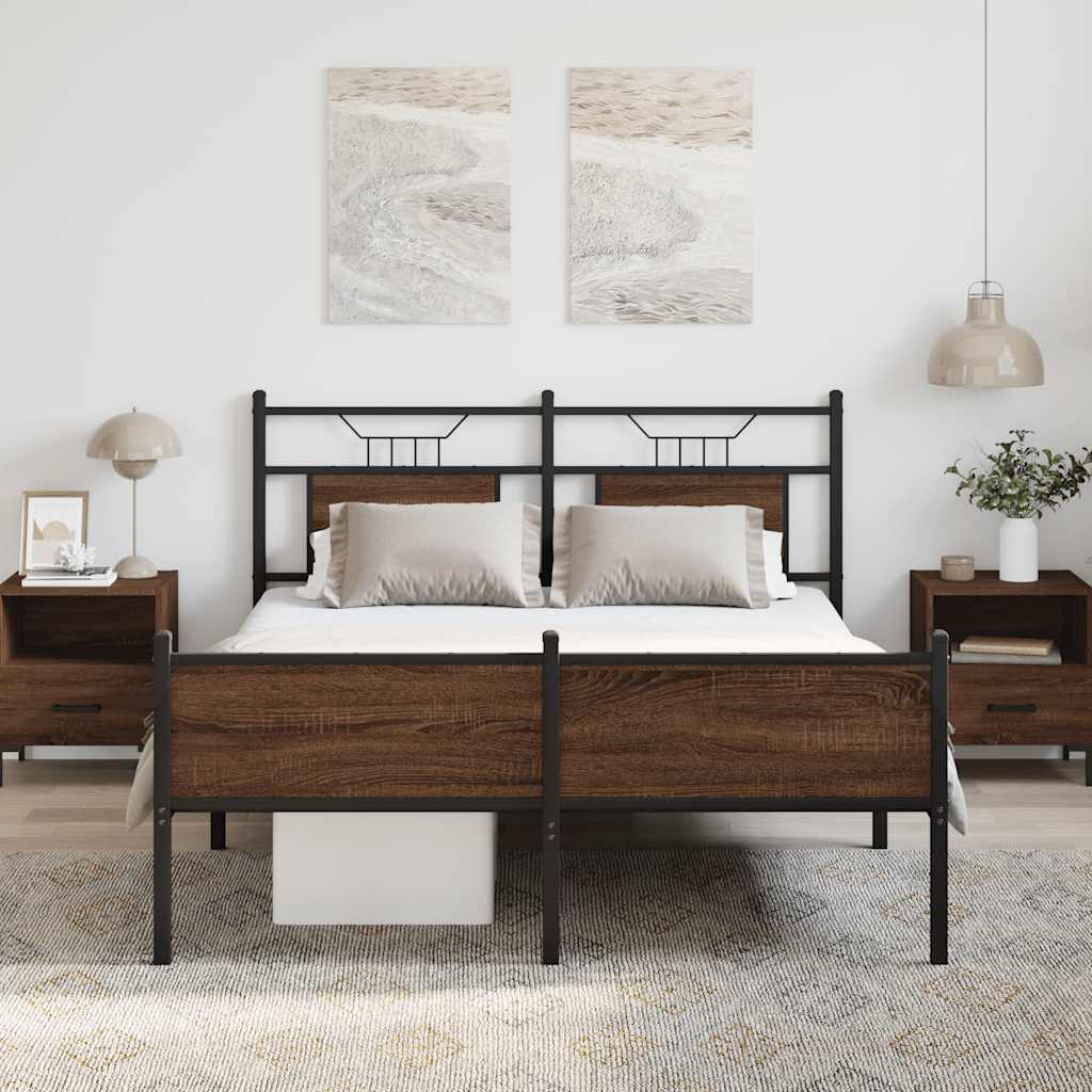 barna tölgy színű szerelt fa ágykeret matrac nélkül 140x190 cm