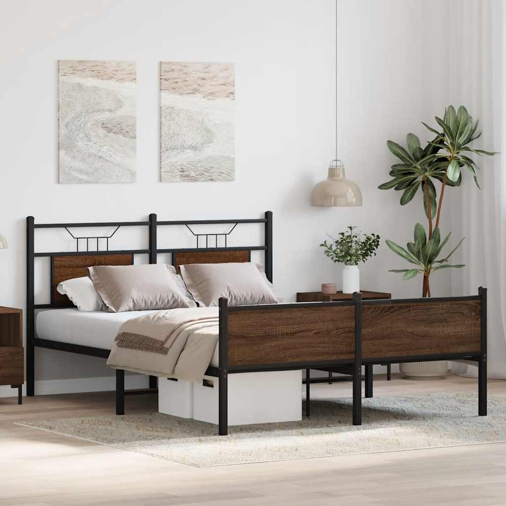 barna tölgy színű szerelt fa ágykeret matrac nélkül 140x190 cm