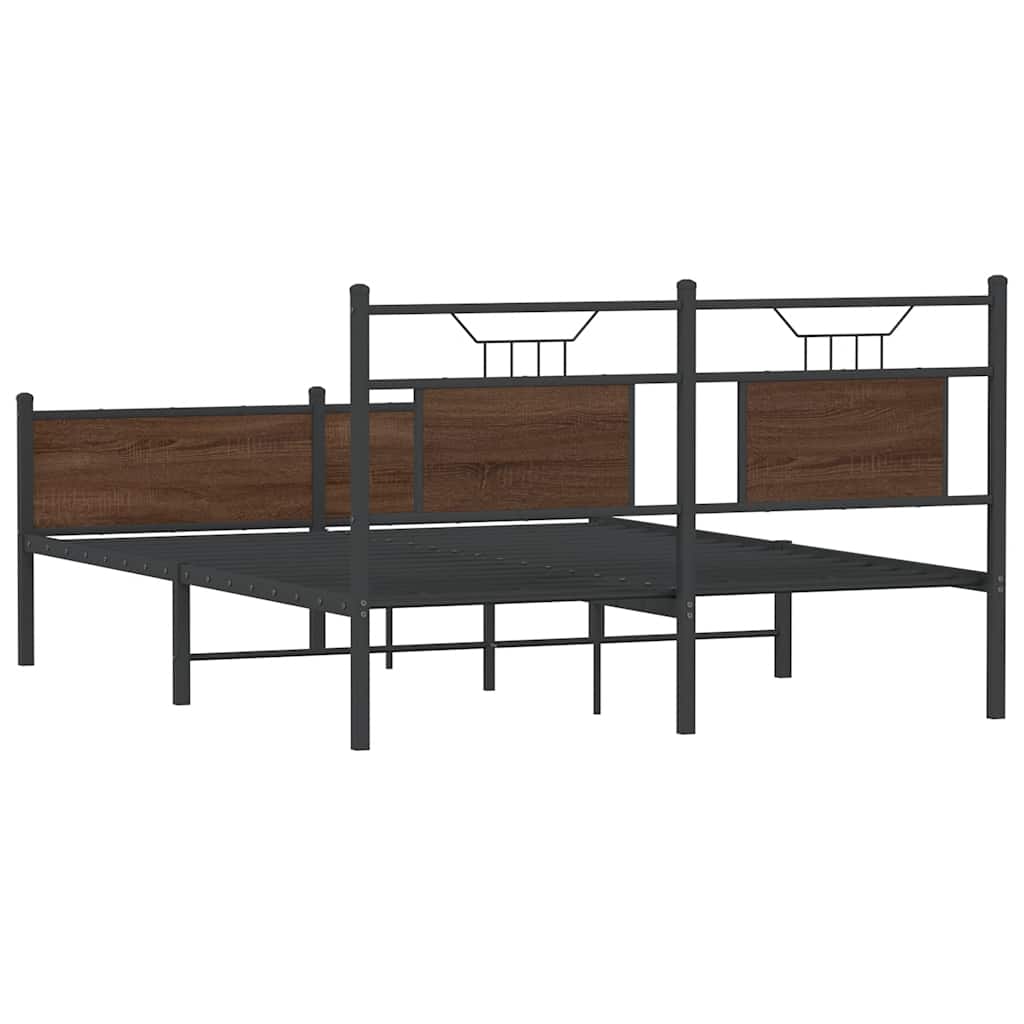 barna tölgy színű szerelt fa ágykeret matrac nélkül 140x190 cm