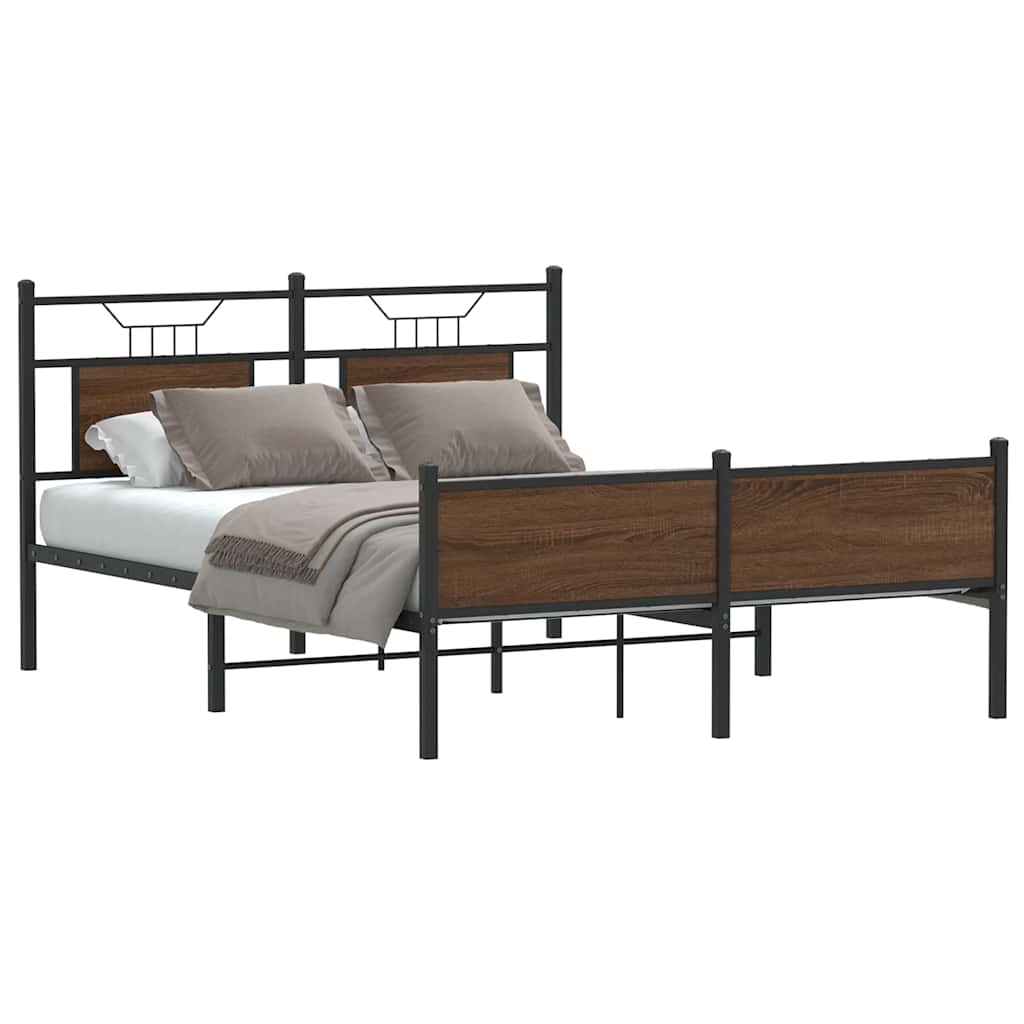 barna tölgy színű szerelt fa ágykeret matrac nélkül 140x190 cm