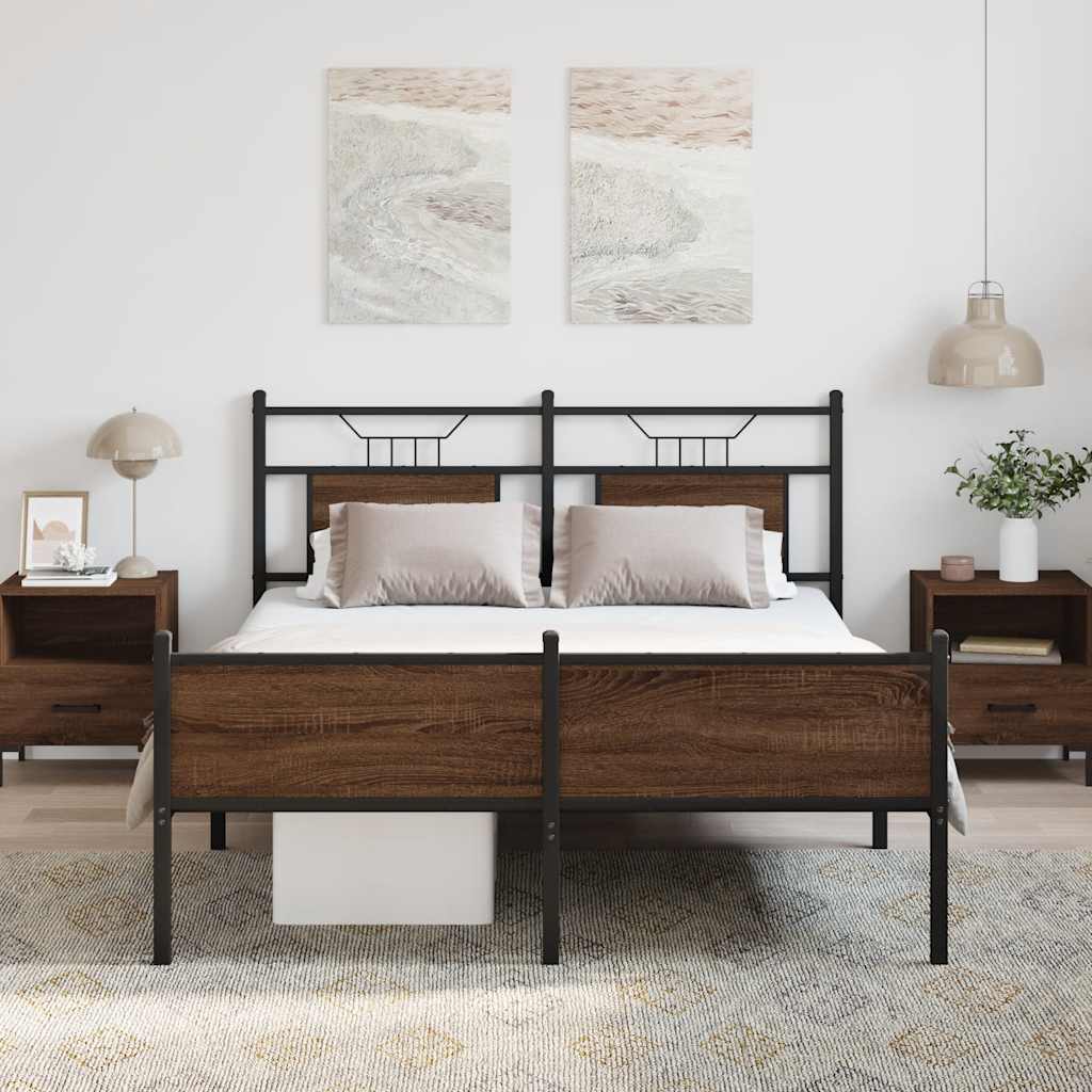barna tölgy színű szerelt fa ágykeret matrac nélkül 140x200 cm