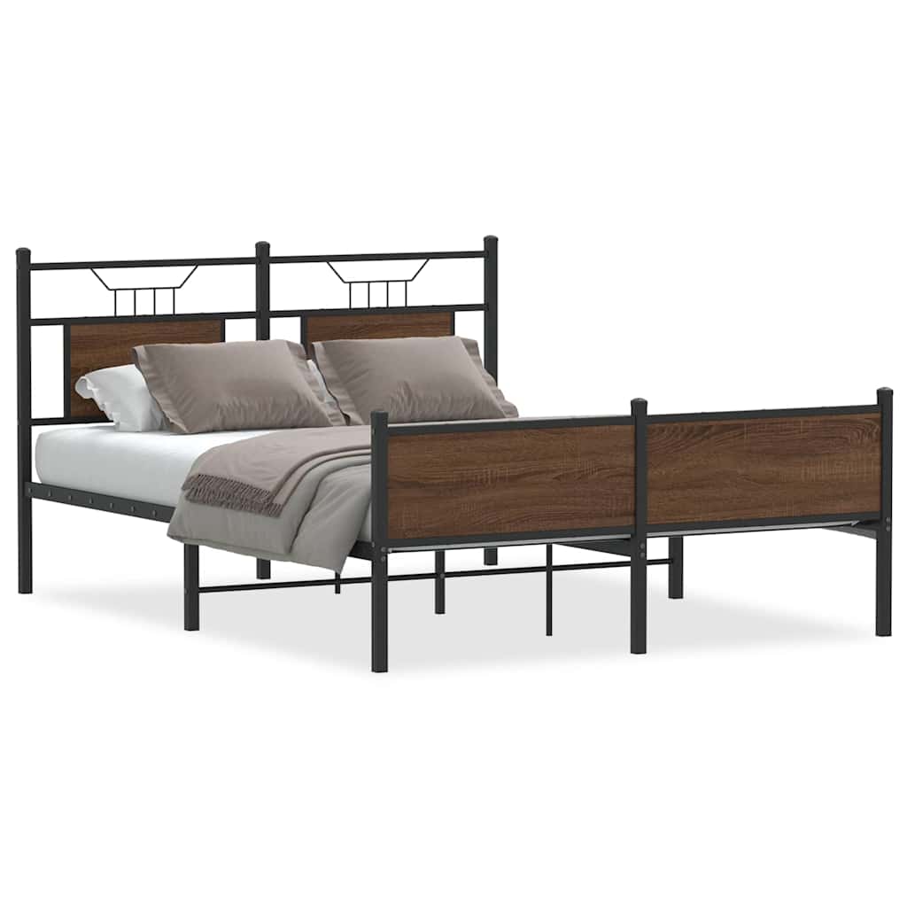 barna tölgy színű szerelt fa ágykeret matrac nélkül 150x200 cm