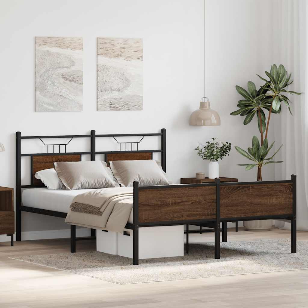 barna tölgy színű szerelt fa ágykeret matrac nélkül 150x200 cm