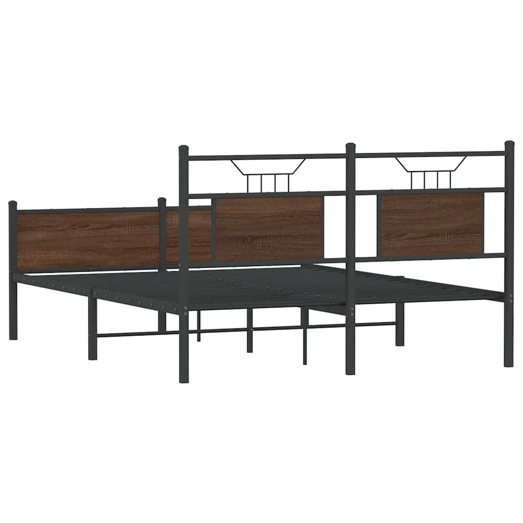 barna tölgy színű szerelt fa ágykeret matrac nélkül 150x200 cm