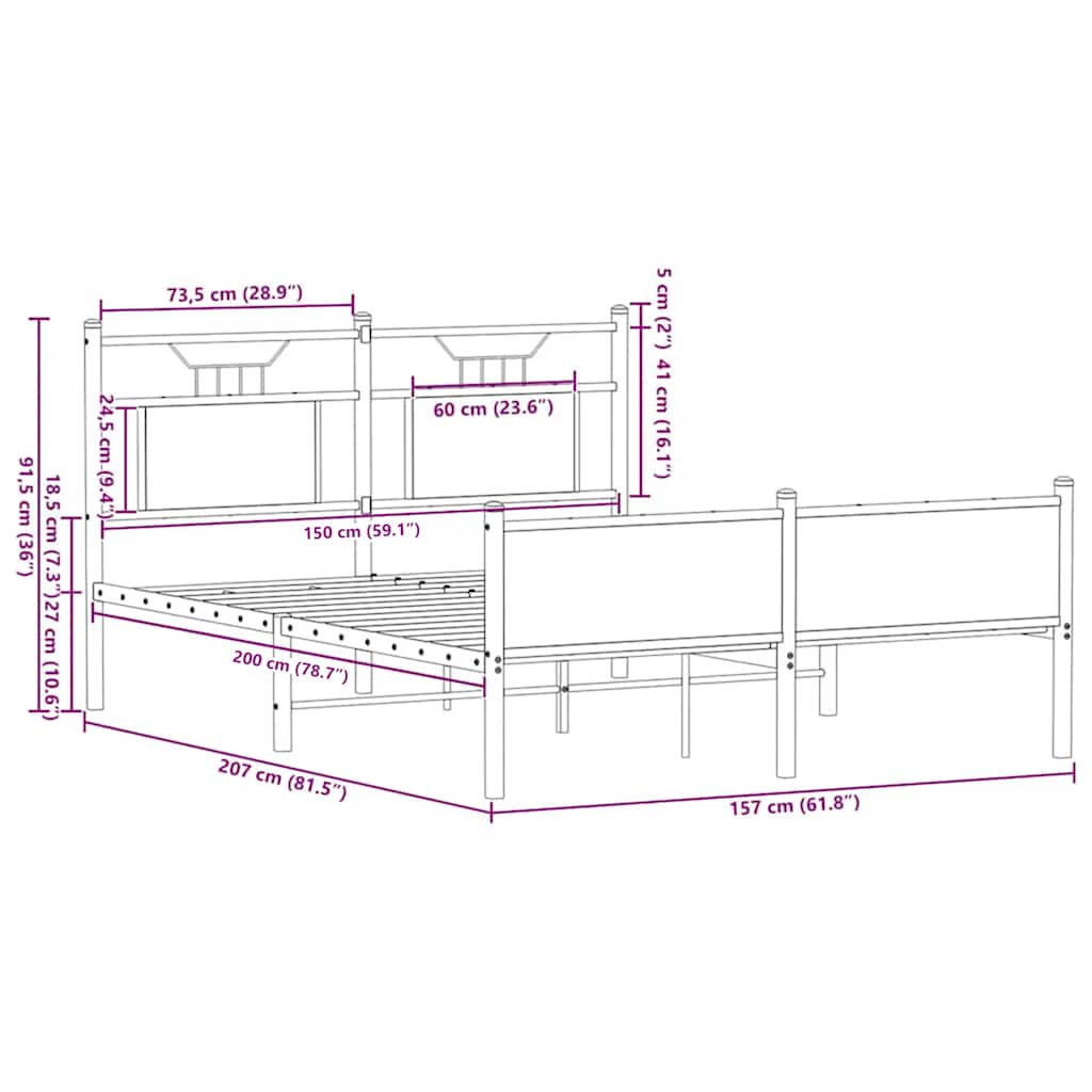 barna tölgy színű szerelt fa ágykeret matrac nélkül 150x200 cm