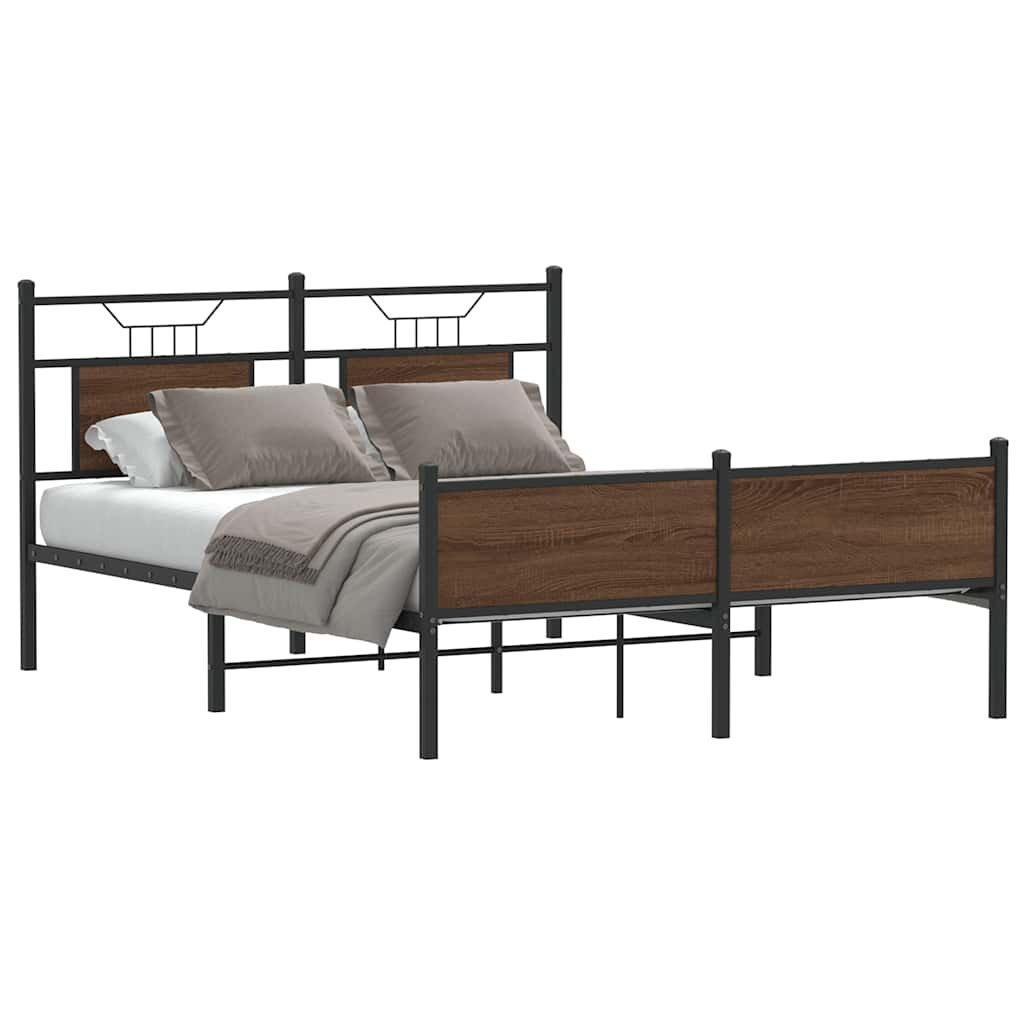 barna tölgy színű szerelt fa ágykeret matrac nélkül 150x200 cm