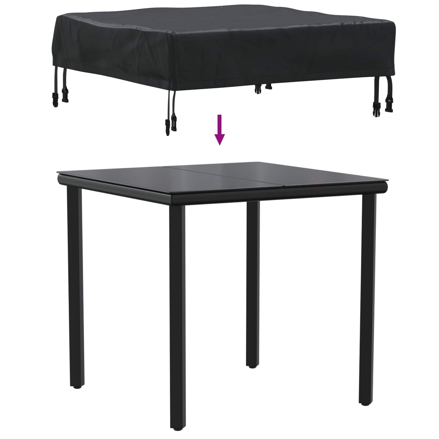 Asztal Fedő Egyszínű Fekete 62 x 62 x 15 cm 600D Oxford Szövet