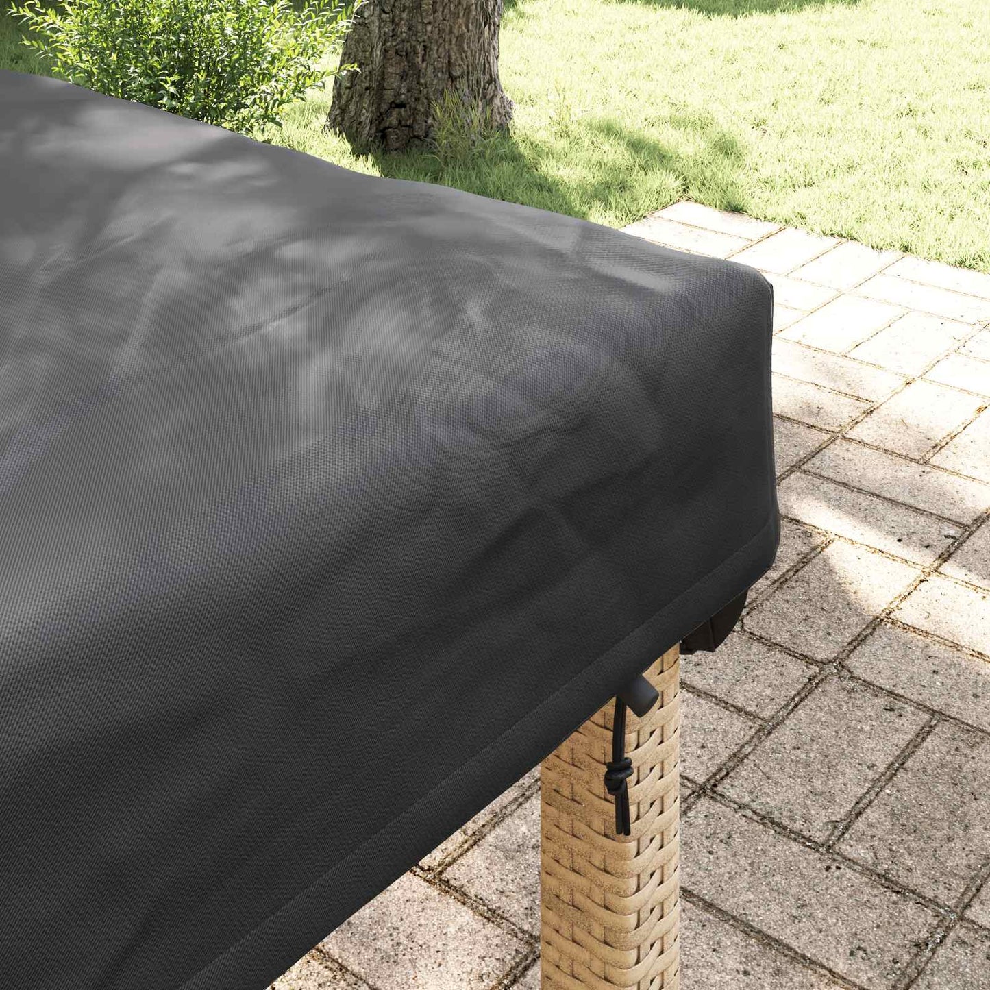 Asztal Fedő Egyszínű Fekete 202 x 102 x 15 cm szövet