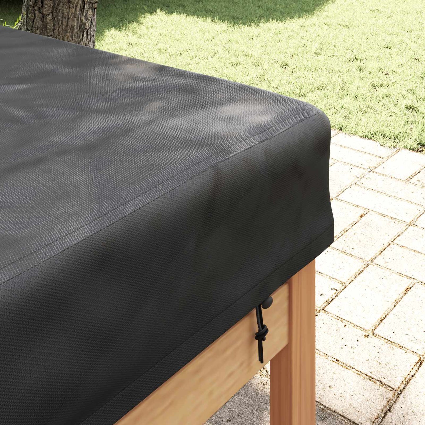 Asztal Fedő Egyszínű Fekete 242 x 102 x 15 cm szövet