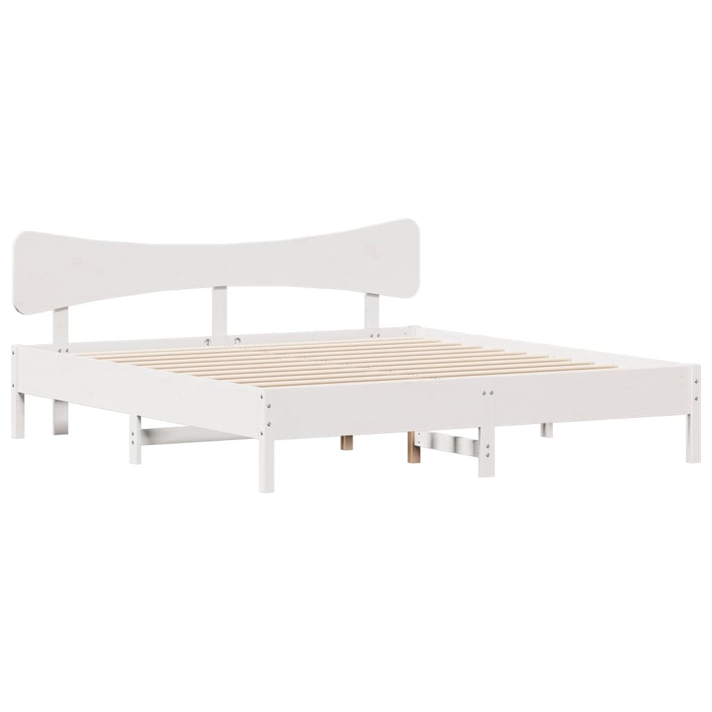 fehér tömör fenyőfa ágy matrac nélkül 200 x 200 cm