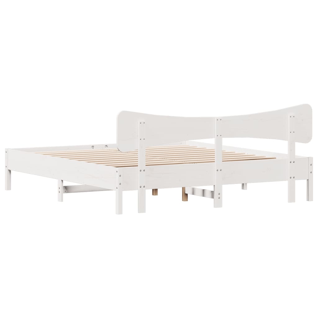 fehér tömör fenyőfa ágy matrac nélkül 200 x 200 cm