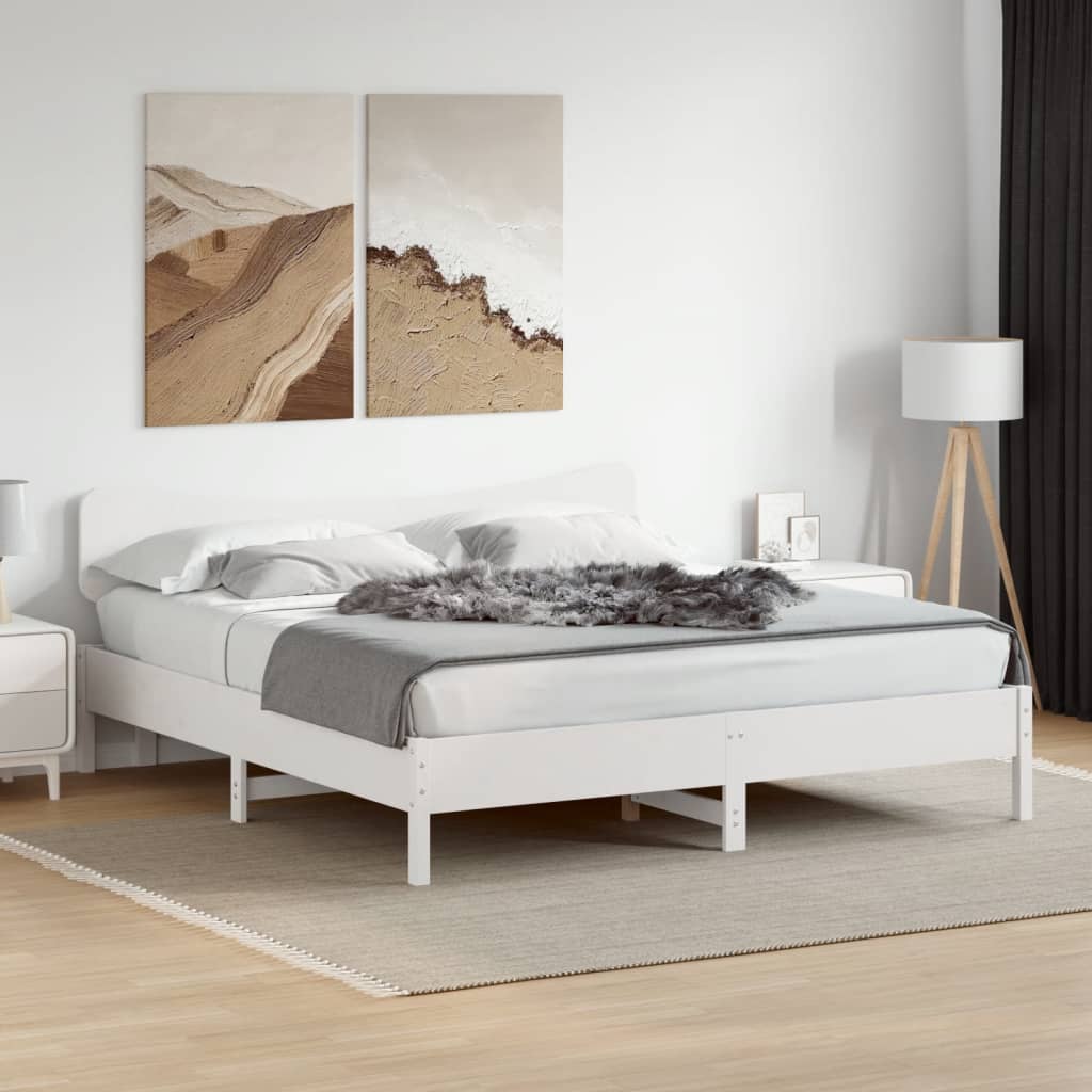 fehér tömör fenyőfa ágy matrac nélkül 200 x 200 cm