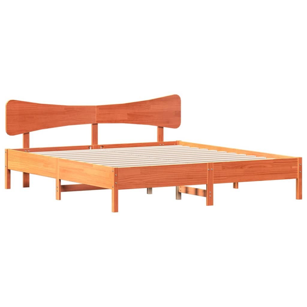 viaszbarna tömör fenyőfa ágy matrac nélkül 180 x 200 cm