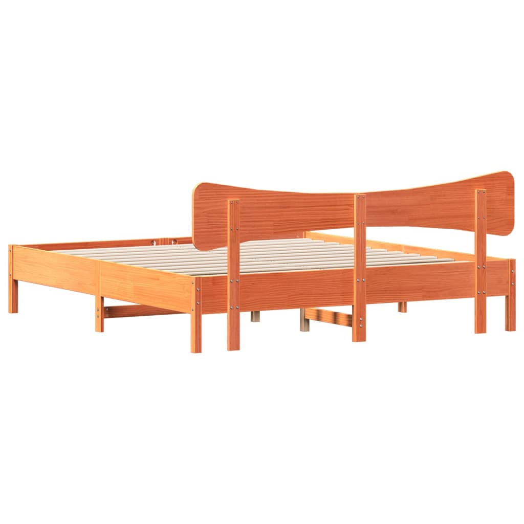 viaszbarna tömör fenyőfa ágy matrac nélkül 180 x 200 cm