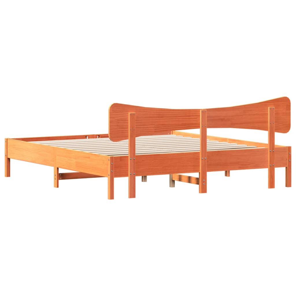 viaszbarna tömör fenyőfa ágy matrac nélkül 160 x 200 cm