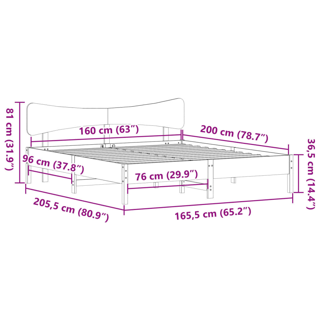 viaszbarna tömör fenyőfa ágy matrac nélkül 160 x 200 cm