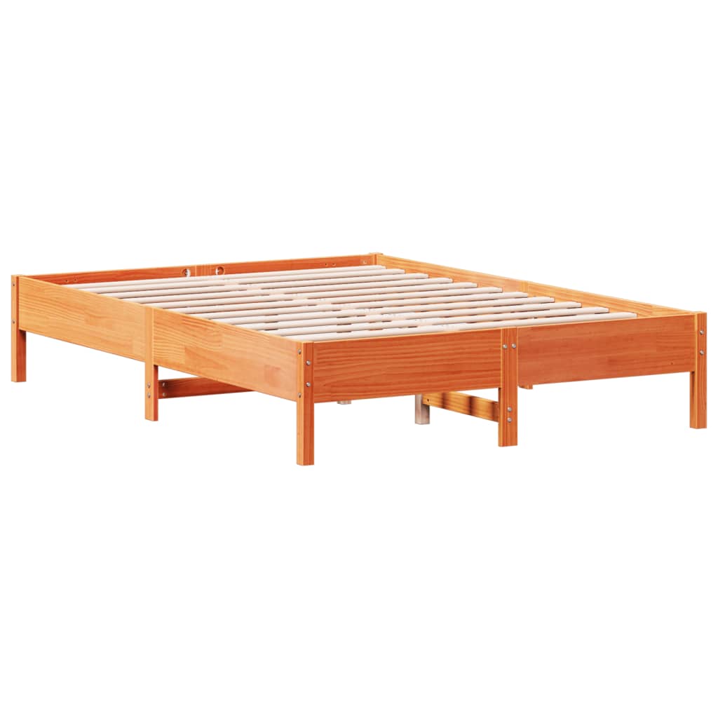 viaszbarna tömör fenyőfa ágy matrac nélkül 150 x 200 cm