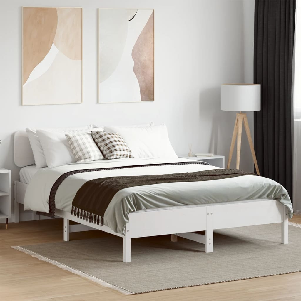 fehér tömör fenyőfa ágy matrac nélkül 120 x 200 cm