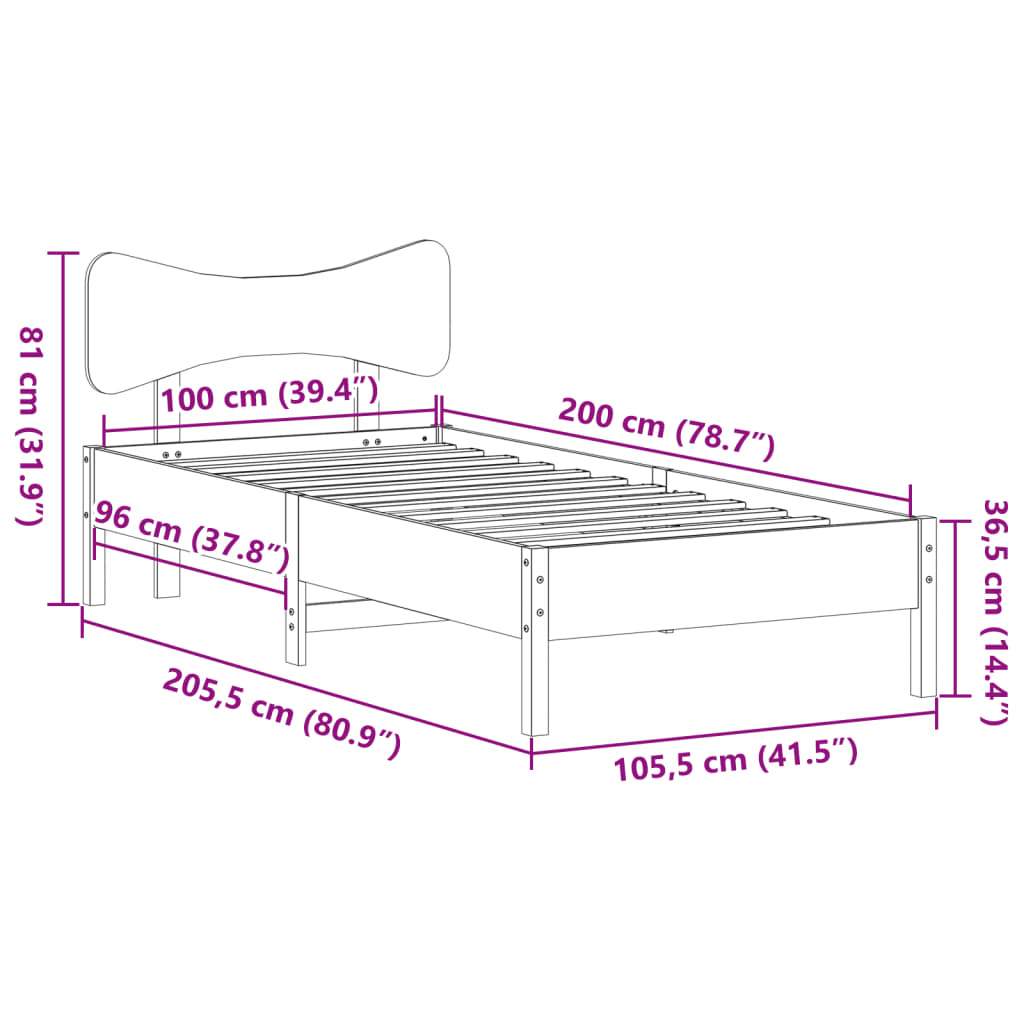 fehér tömör fenyőfa ágy matrac nélkül 100 x 200 cm