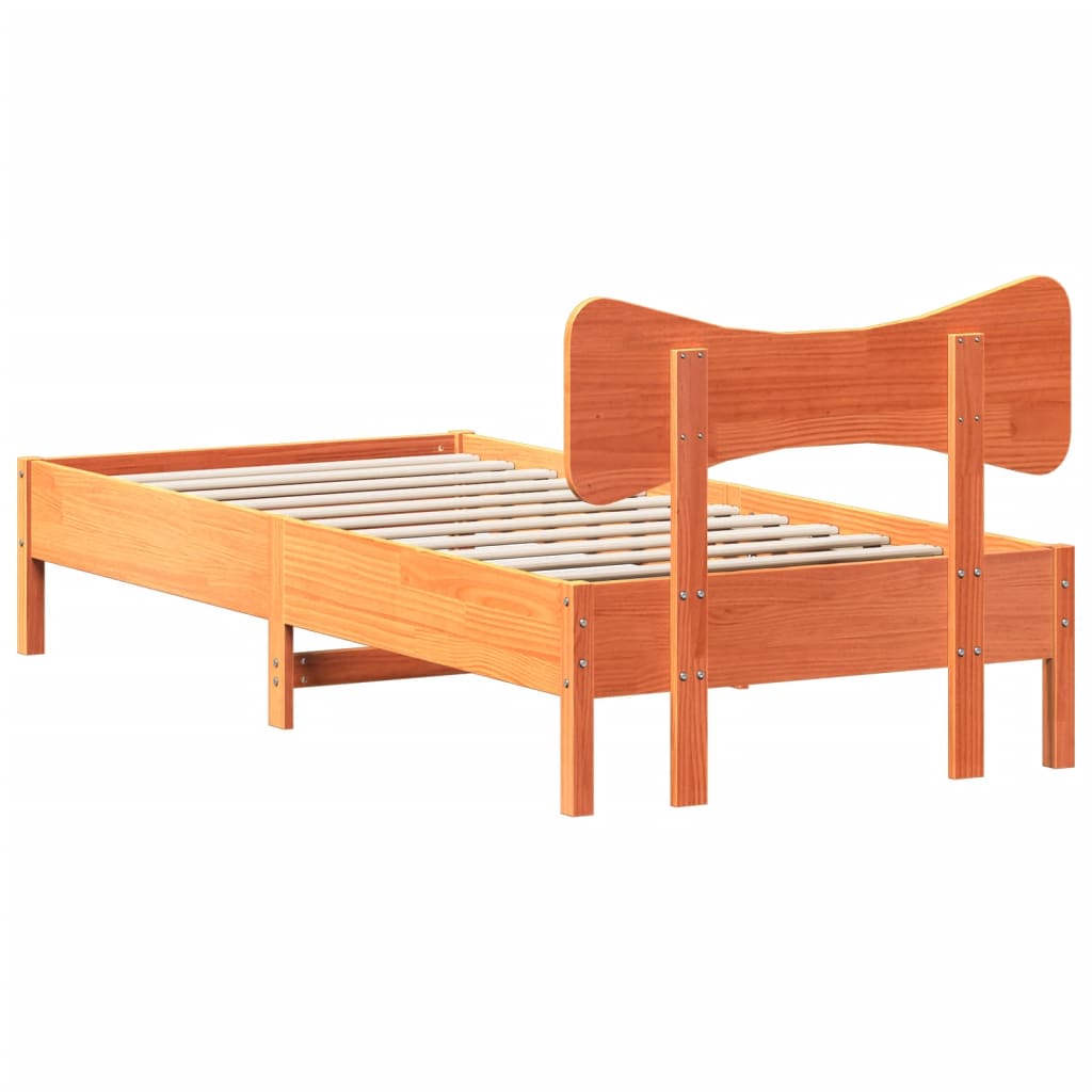 viaszbarna tömör fenyőfa ágy matrac nélkül 100 x 200 cm