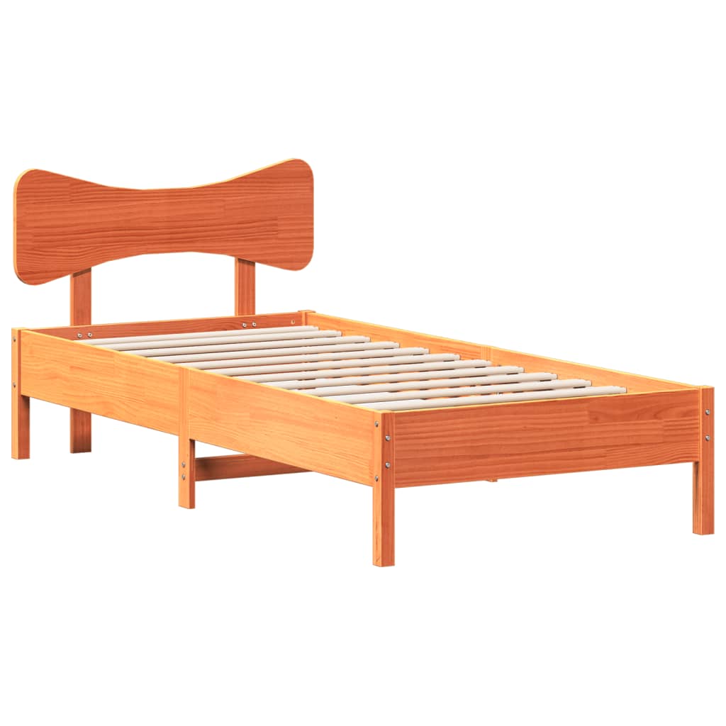 viaszbarna tömör fenyőfa ágy matrac nélkül 90 x 200 cm