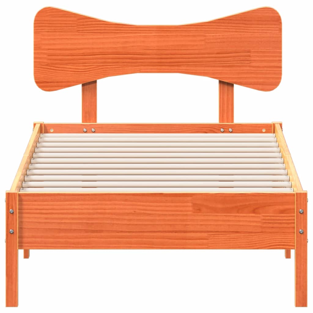 viaszbarna tömör fenyőfa ágy matrac nélkül 90 x 200 cm