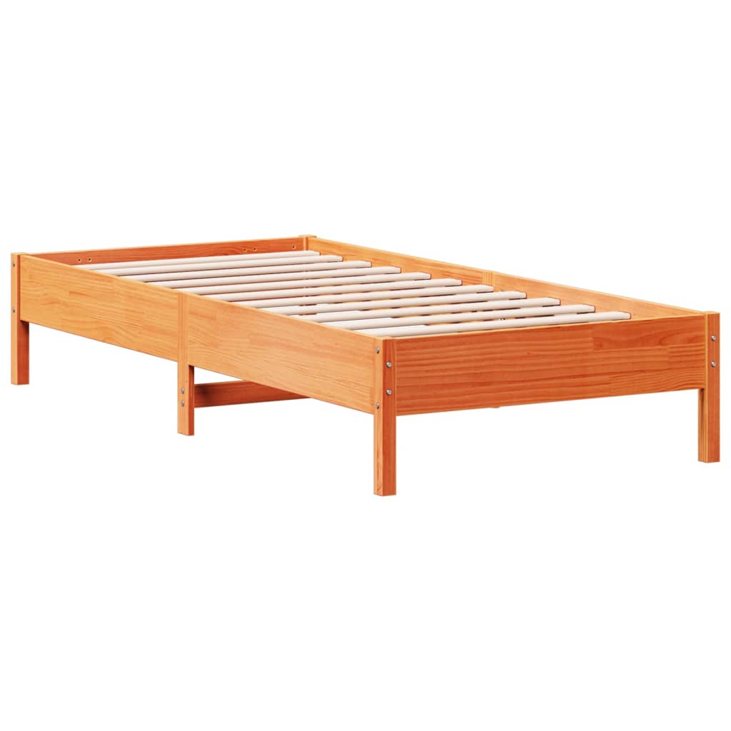 viaszbarna tömör fenyőfa ágy matrac nélkül 90 x 200 cm