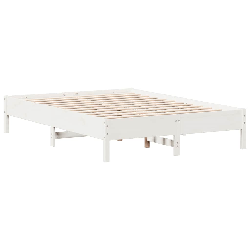 fehér tömör fenyőfa ágy matrac nélkül 140x190 cm