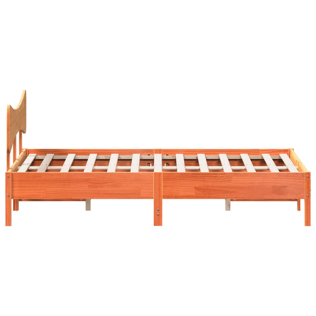 viaszbarna tömör fenyőfa ágy matrac nélkül 140 x 190 cm