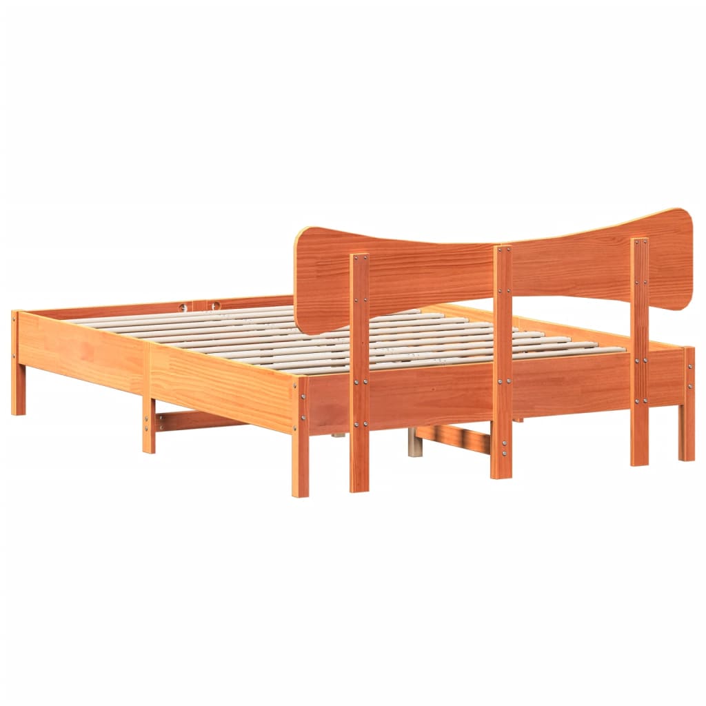 viaszbarna tömör fenyőfa ágy matrac nélkül 140 x 190 cm
