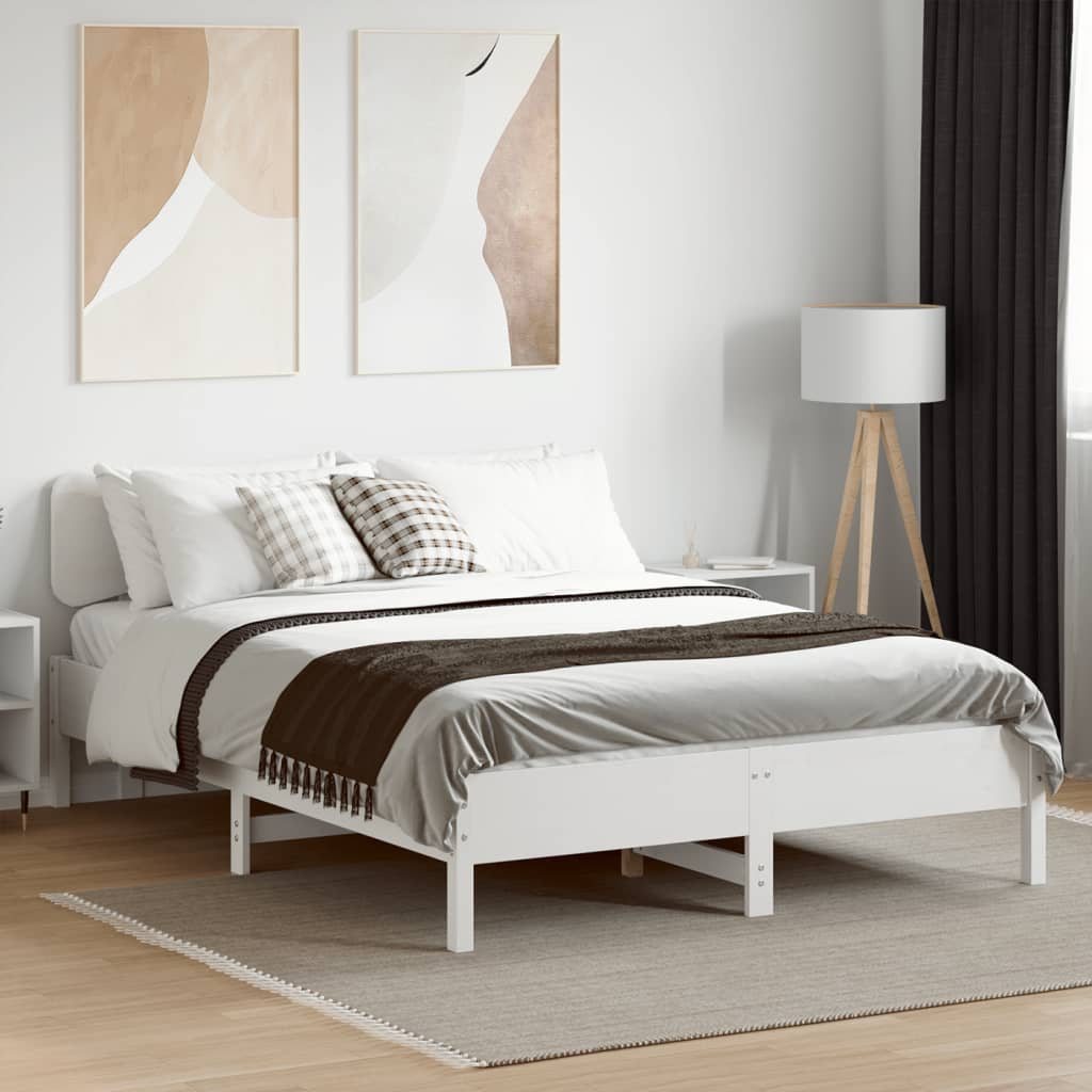 fehér tömör fenyőfa ágy matrac nélkül 135 x 190 cm