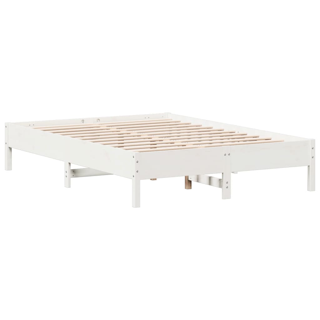 fehér tömör fenyőfa ágy matrac nélkül 135 x 190 cm
