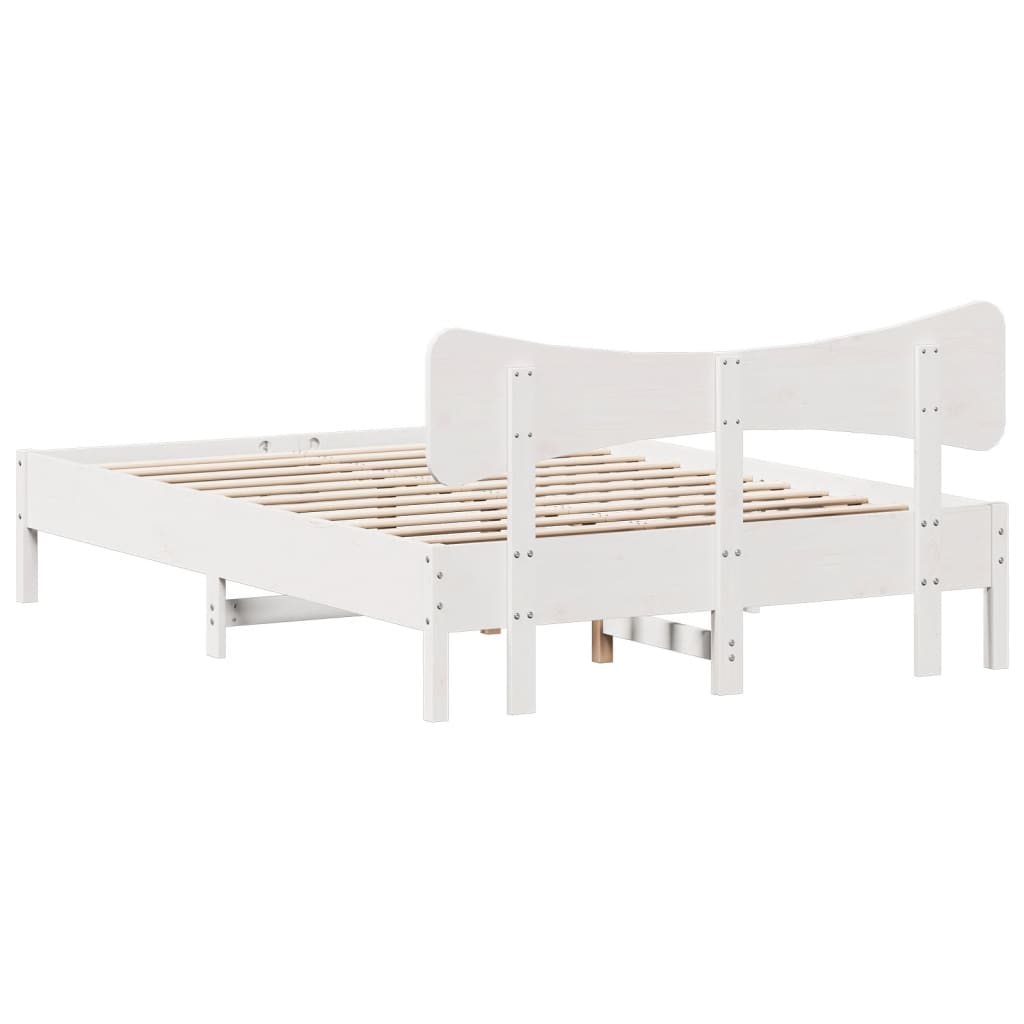fehér tömör fenyőfa ágy matrac nélkül 135 x 190 cm