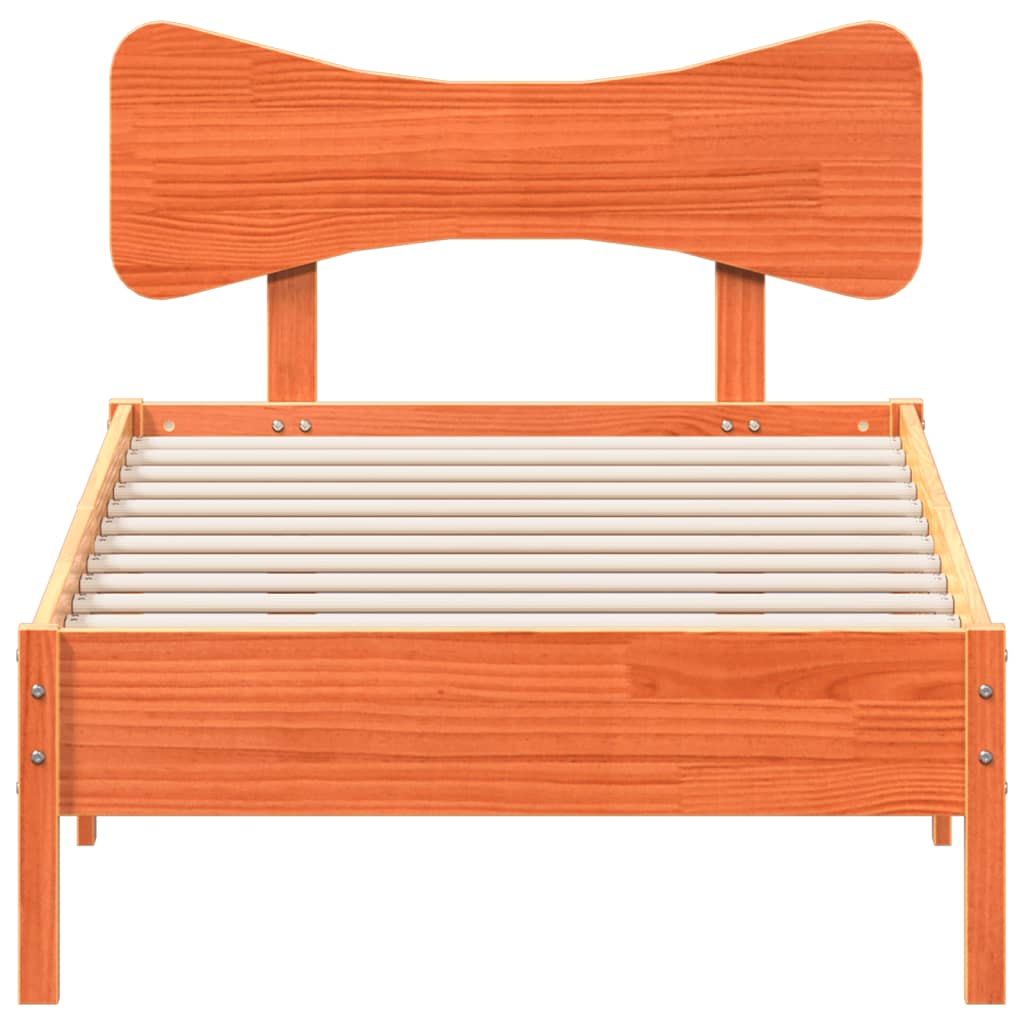viaszbarna tömör fenyőfa ágy matrac nélkül 90 x 190 cm