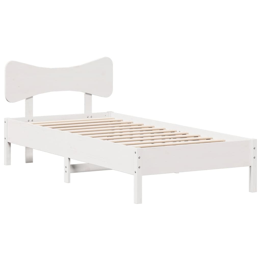 fehér tömör fenyőfa ágy matrac nélkül 75 x 190 cm