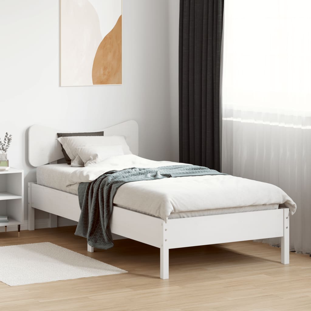 fehér tömör fenyőfa ágy matrac nélkül 75 x 190 cm