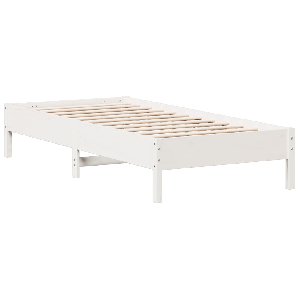 fehér tömör fenyőfa ágy matrac nélkül 75 x 190 cm