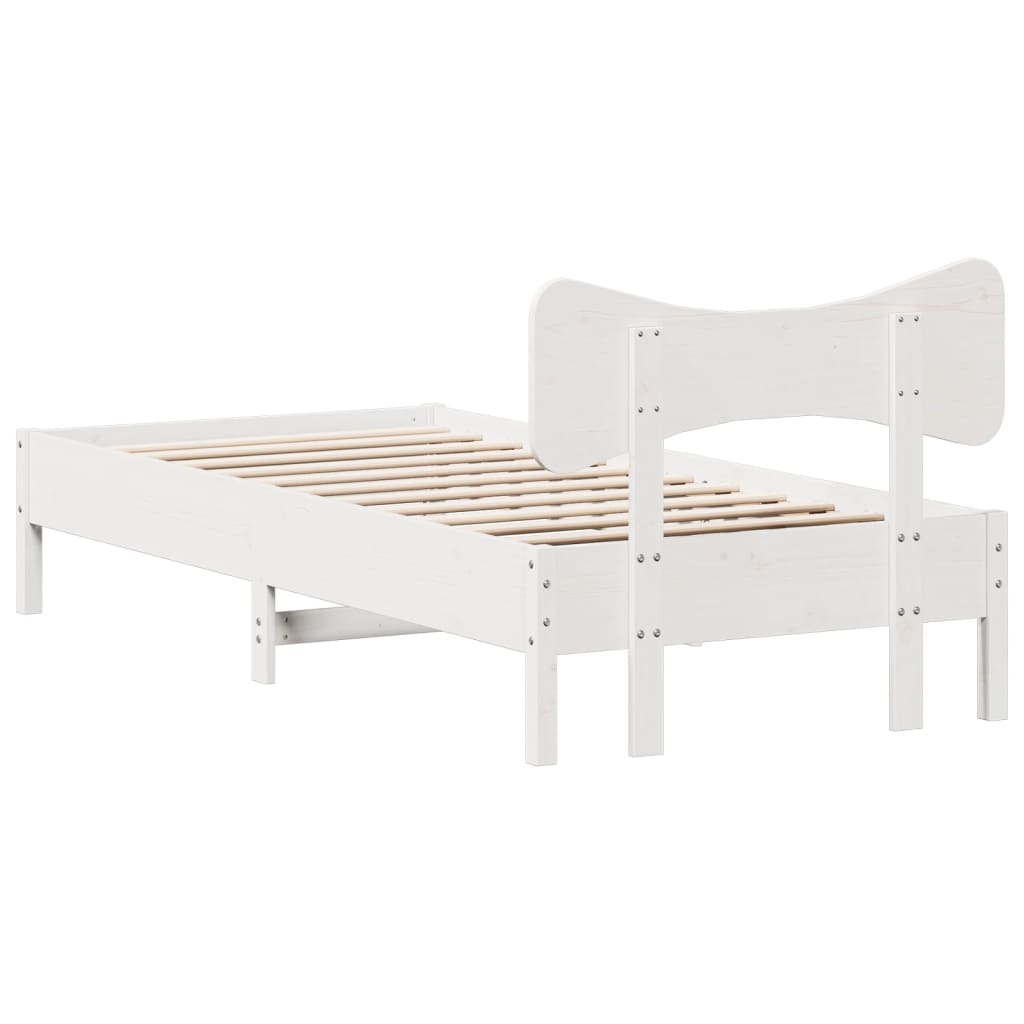 fehér tömör fenyőfa ágy matrac nélkül 75 x 190 cm