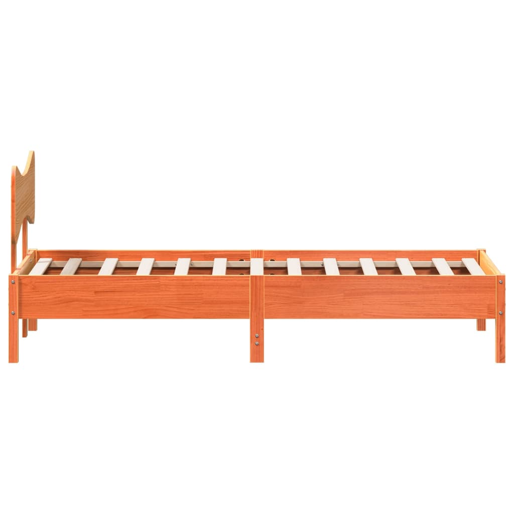 viaszbarna tömör fenyőfa ágy matrac nélkül 75 x 190 cm