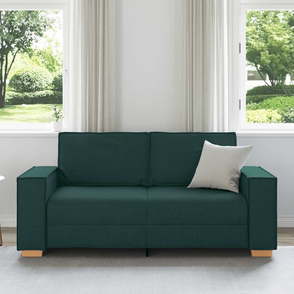 kétszemélyes sötétzöld szövetkanapé 180x78x84 cm