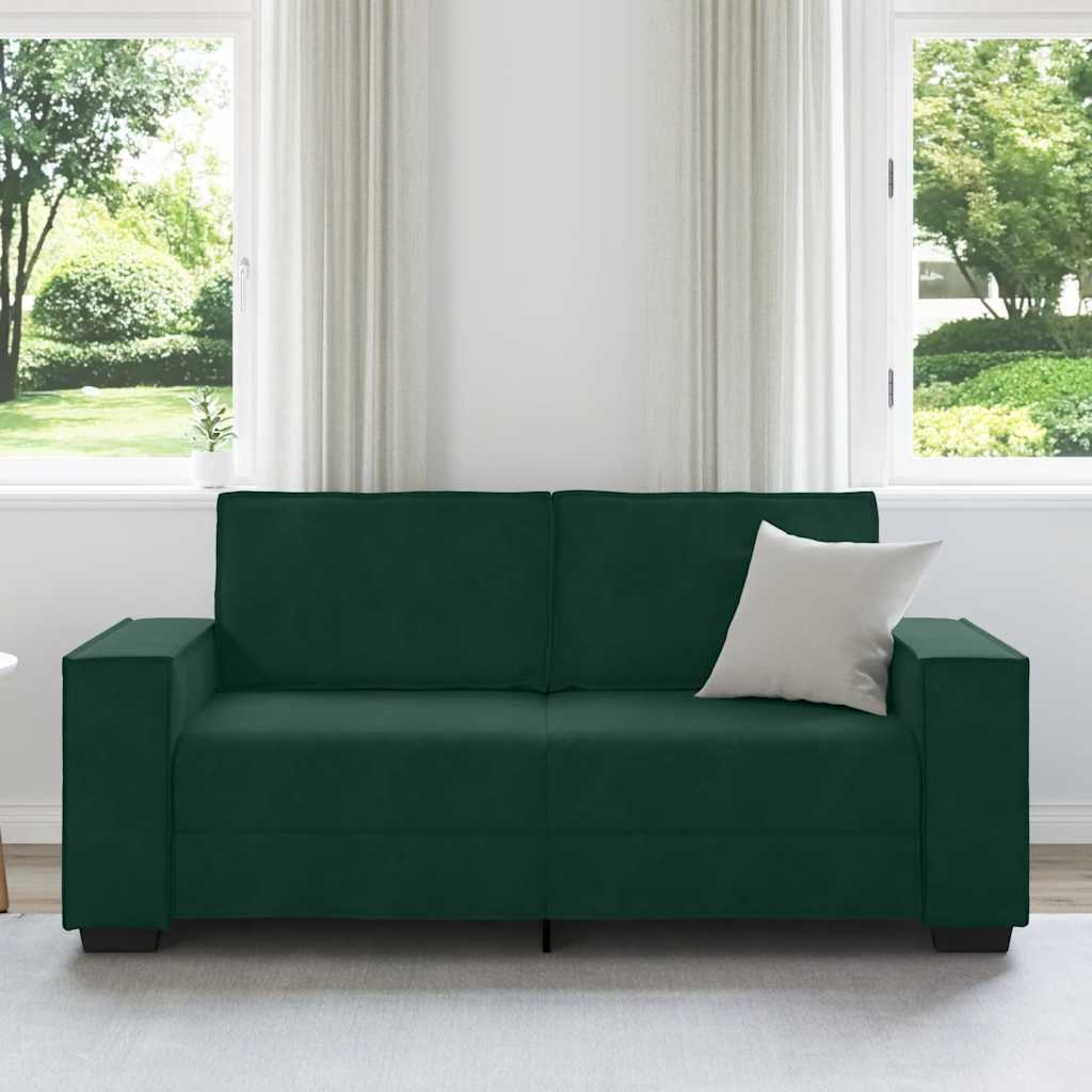 kétszemélyes sötétzöld bársony kanapé 180x78x84 cm