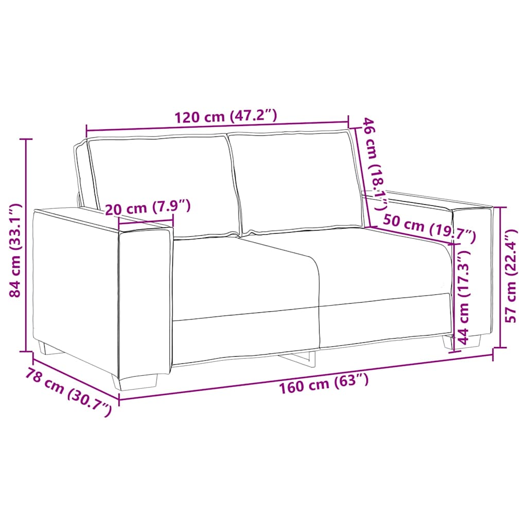 Kétszemélyes kanapé Cappuccino 160 cm Műbőr