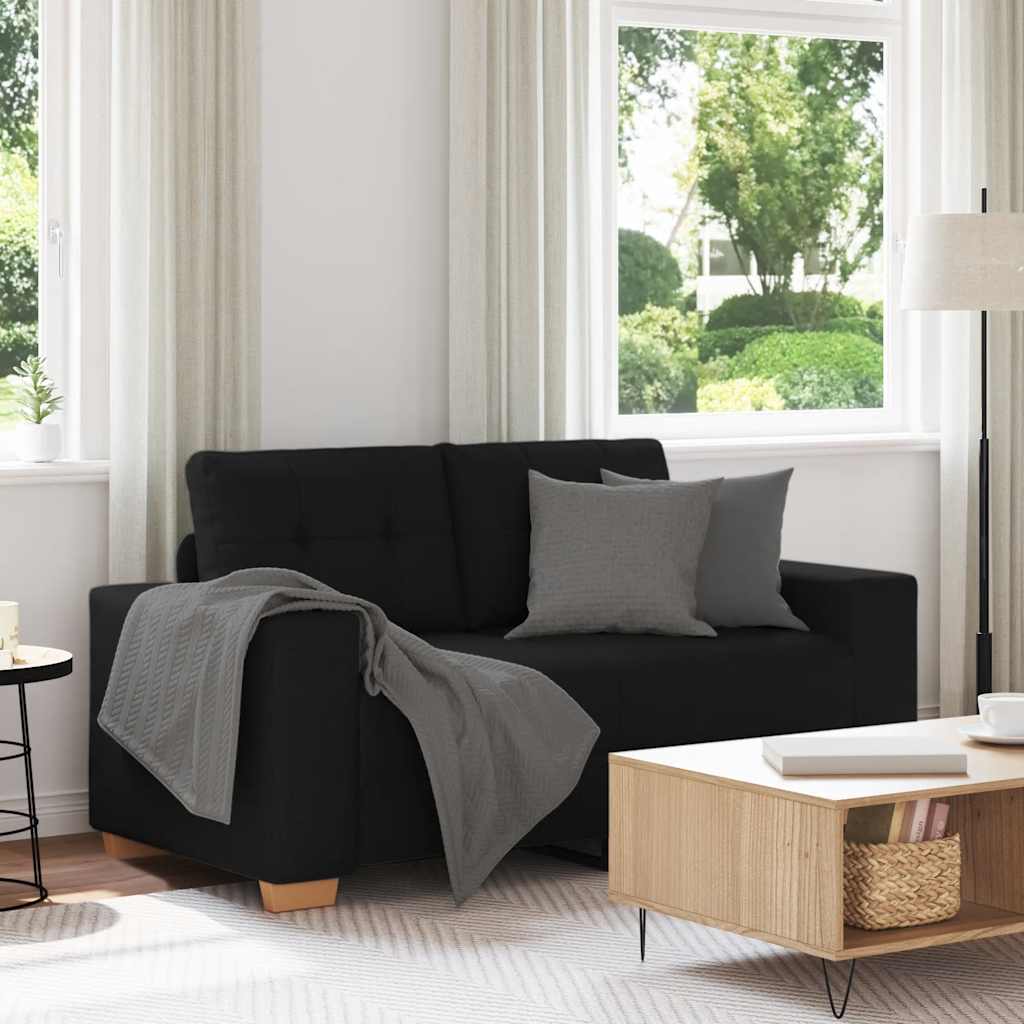fekete szövet loveseat kanapé 160x77x82 cm